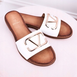 Nicole Pantofole classiche da donna in pelle bianche Evie bianco 2