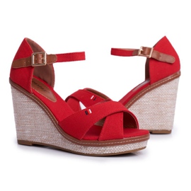 SEA Sandali da donna con zeppa rossi LaMane beige rosso 2