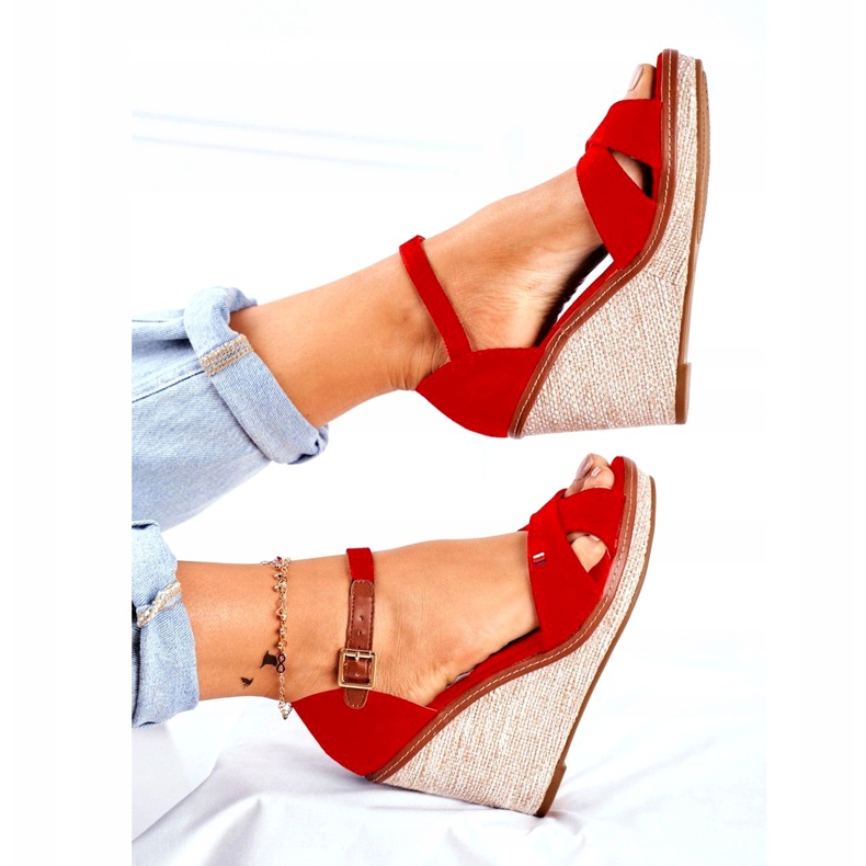 SEA Sandali da donna con zeppa rossi LaMane beige rosso 1