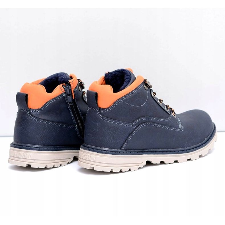 Vico Stivali caldi da bambino blu navy con pile Billy arancia 2