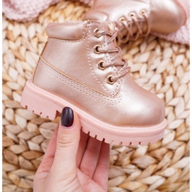 Trappers per bambini Stivali caldi Champagne Dexter rosa 2