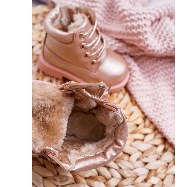 Trappers per bambini Stivali caldi Champagne Dexter rosa 4