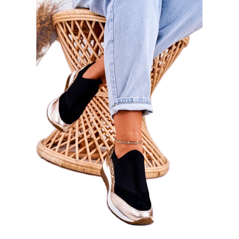 Nicole Sneakers con zeppa in pelle da donna Nere Golden Frances nero 1
