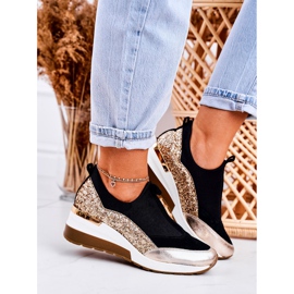 Nicole Sneakers con zeppa in pelle da donna Nere Golden Frances nero 2