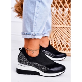 Nicole Sneakers da donna in pelle con zeppa Nero Argento Frances 1