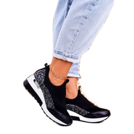 Nicole Sneakers da donna in pelle con zeppa Nero Argento Frances 2