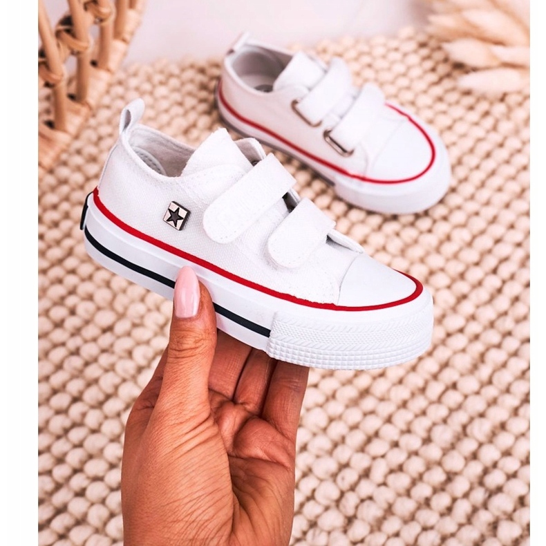 Sneakers Basse Bambini Con Velcro Big Star HH374095 Bianco 2