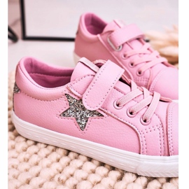 Big Star Sneakers in pelle per bambini con una stella grande stella DD374104 rosa ['rosa'] 2