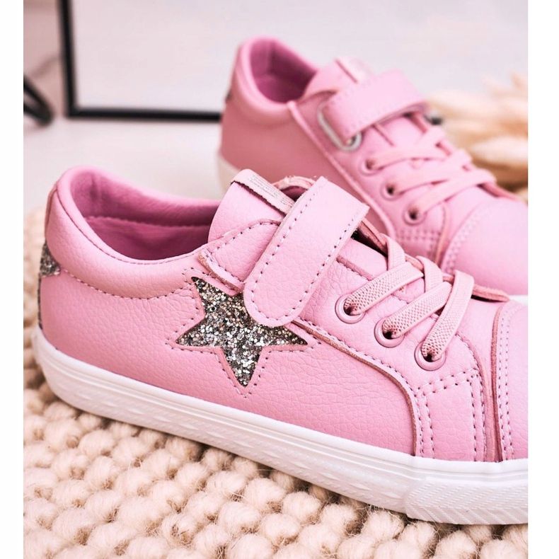 Big Star Sneakers in pelle per bambini con una stella grande stella DD374104 rosa ['rosa'] 2