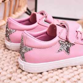 Big Star Sneakers in pelle per bambini con una stella grande stella DD374104 rosa ['rosa'] 5
