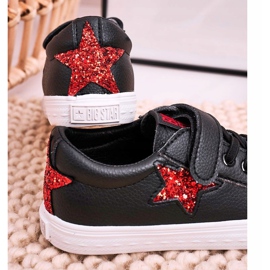Big Star Sneakers in pelle per bambini con una stella grande stella DD374105 nere nero nero 2