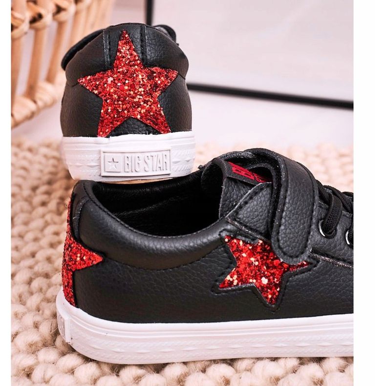 Big Star Sneakers in pelle per bambini con una stella grande stella DD374105 nere nero nero 2