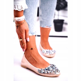 SEA Ballerine da donna con pietre di cristallo dorate d'oro 1