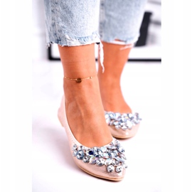 SEA Ballerine da donna con pietre di cristallo dorate d'oro 3