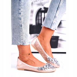 SEA Ballerine da donna con pietre di cristallo dorate d'oro 4