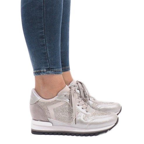 Sneakers argento sulla zeppa G-125 1