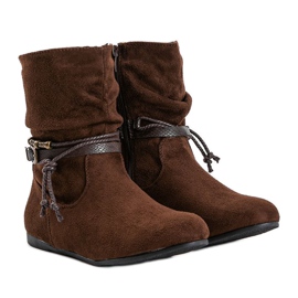 Stivali da donna in camoscio marrone DH28 1