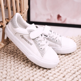 Apawwa Sneakers Bambini Con Broccato Bianco e Argento Camila 2