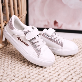 Apawwa Sneakers Bambini Con Broccato Bianco Camila 2