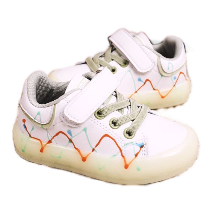 Apawwa Scarpe Sportive Bambino Con Suola Illuminata Led Bianco-Verde Disco 2