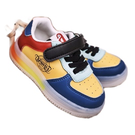 Apawwa Scarpe sportive per bambini con scooter multicolore con suola leggera a LED blu giallo 1