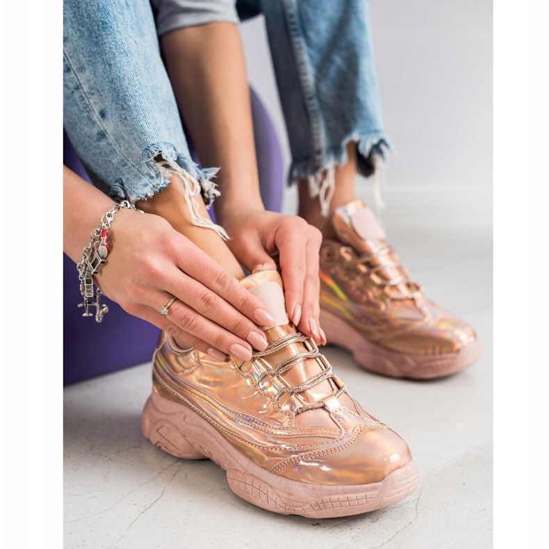 Ideal Shoes Sneakers Con Effetto Holo rosa 2