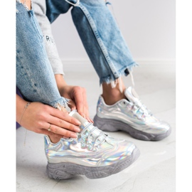 Ideal Shoes Sneakers Con Effetto Holo argento 1
