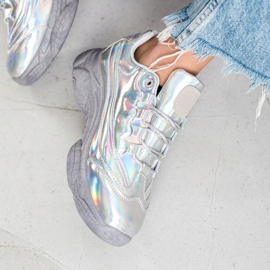 Ideal Shoes Sneakers Con Effetto Holo argento 2