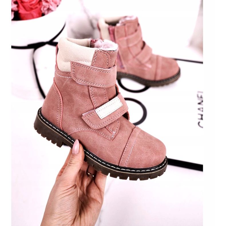 Apawwa Stivali Trappers Bambini Riscaldati Con Pelliccia Rosa Emma beige 3