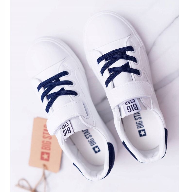Sneakers Bambini Con Velcro Big Star DD374107 Bianco-Blu Navy 1