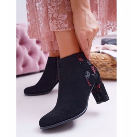 Stivali Da Donna Con Tacco Alto Sergio Leone Con Fiori Rosa Folk Nero Eros2 1