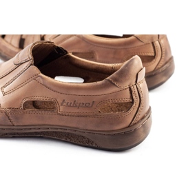 ŁUKPOL Scarpe uomo traforate 978 per l'estate marrone 1