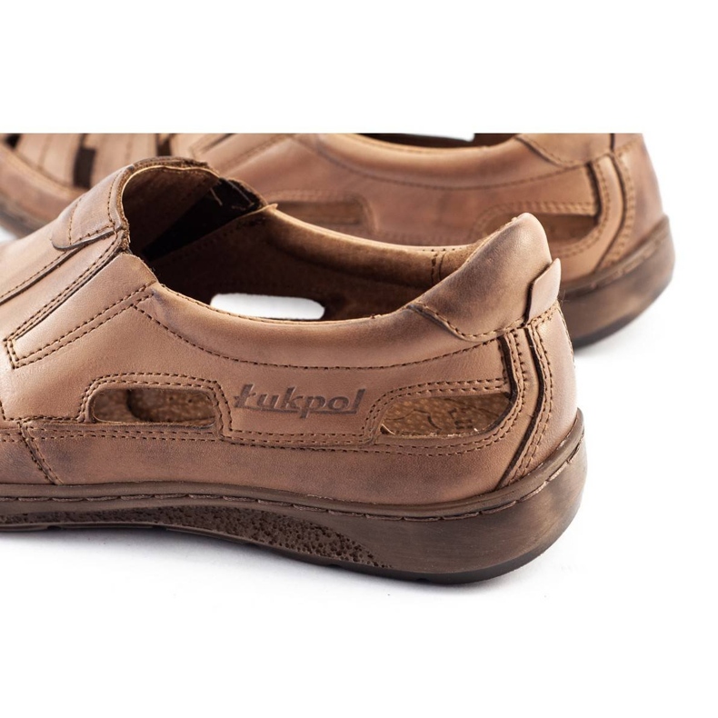 ŁUKPOL Scarpe uomo traforate 978 per l'estate marrone 1