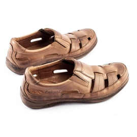 ŁUKPOL Scarpe uomo traforate 978 per l'estate marrone 2