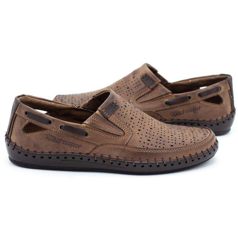 Polbut Scarpe da uomo, mocassini traforati J68L marroni marrone 2