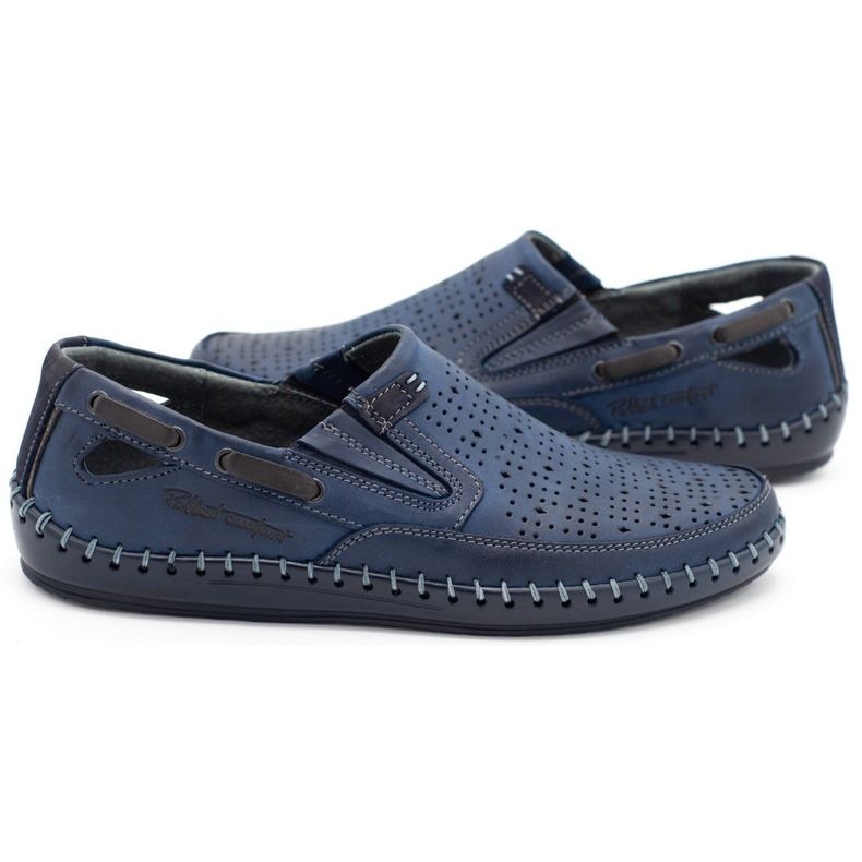 Polbut Scarpe uomo mocassini traforati J68L blu navy 1