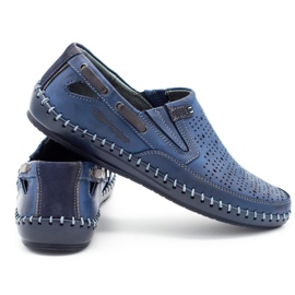 Polbut Scarpe uomo mocassini traforati J68L blu navy 2