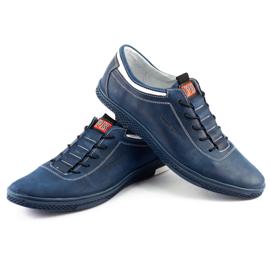 Polbut Scarpe casual da uomo in pelle K23 blu navy con bianco 2