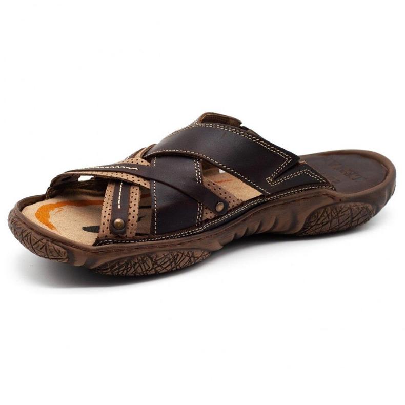 Lemar Pantofole da uomo in pelle 1654 marrone 2
