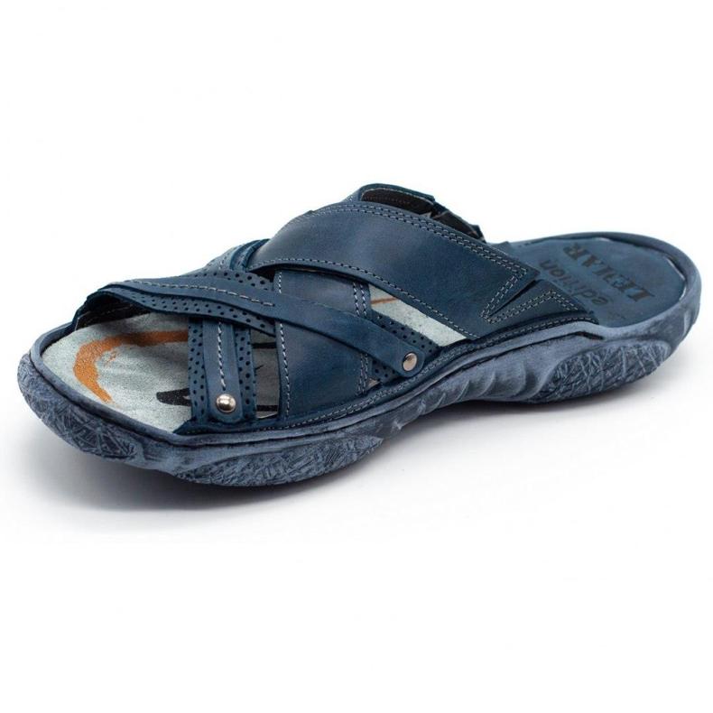 Lemar Pantofole da uomo in pelle 1654 blu navy 2