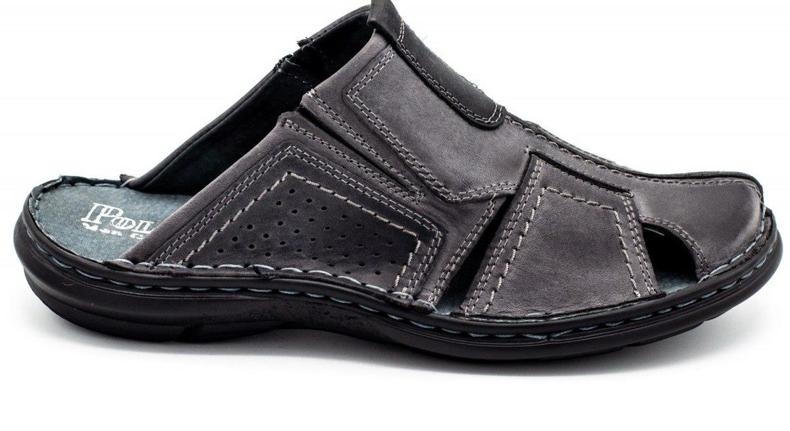 Polbut Pantofole da uomo in pelle 312 grigie grigio 1