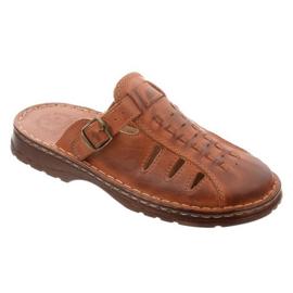 ŁUKPOL Pantofole da uomo in pelle 801 marrone 1