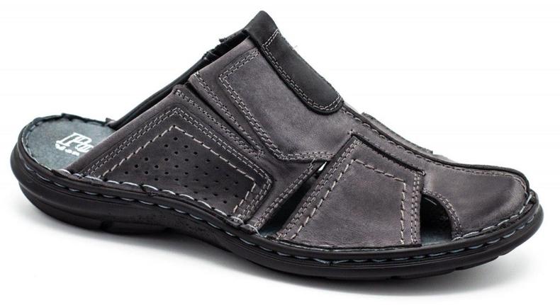Polbut Pantofole da uomo in pelle 312 grigie grigio 2