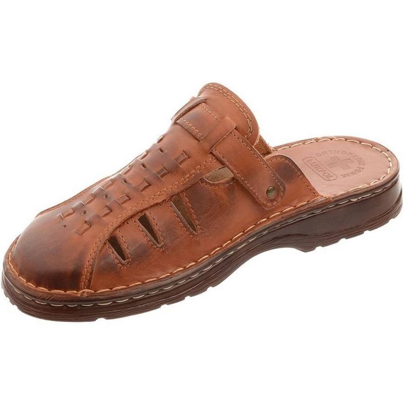 ŁUKPOL Pantofole da uomo in pelle 801 marrone 2