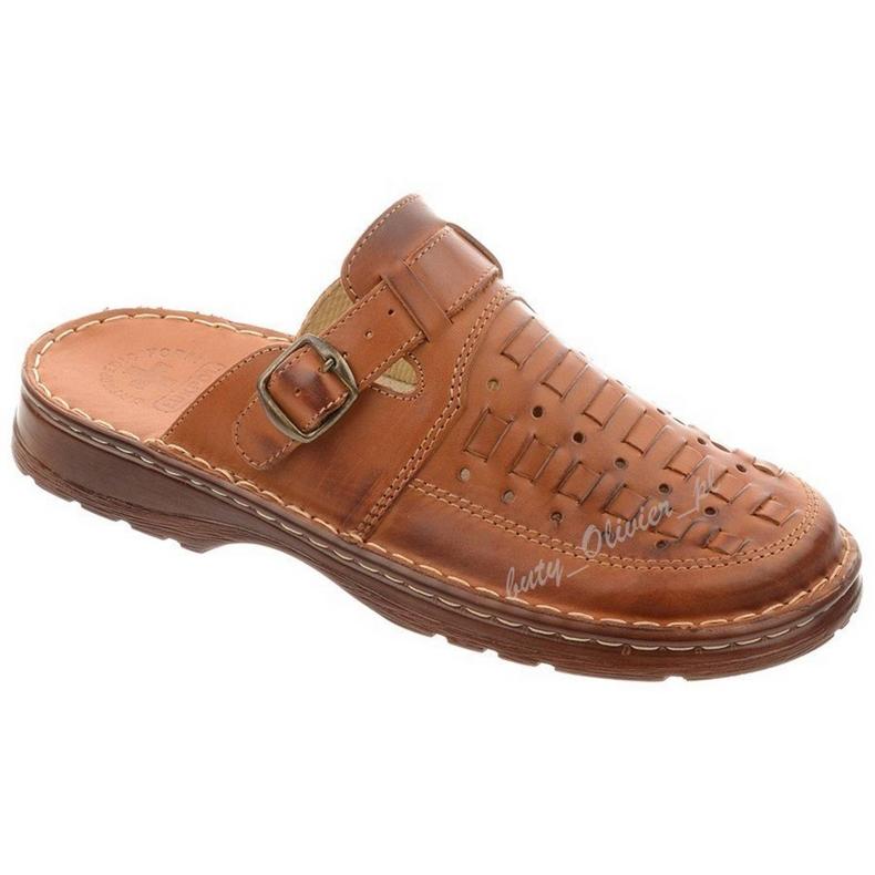 ŁUKPOL Pantofole da uomo in pelle 803 marrone 1