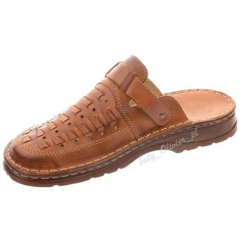 ŁUKPOL Pantofole da uomo in pelle 803 marrone 2