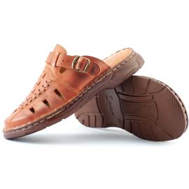 ŁUKPOL Pantofole uomo in pelle 806 marrone con inserto imbottito 1
