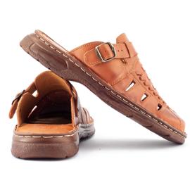 ŁUKPOL Pantofole uomo in pelle 806 marrone con inserto imbottito 2