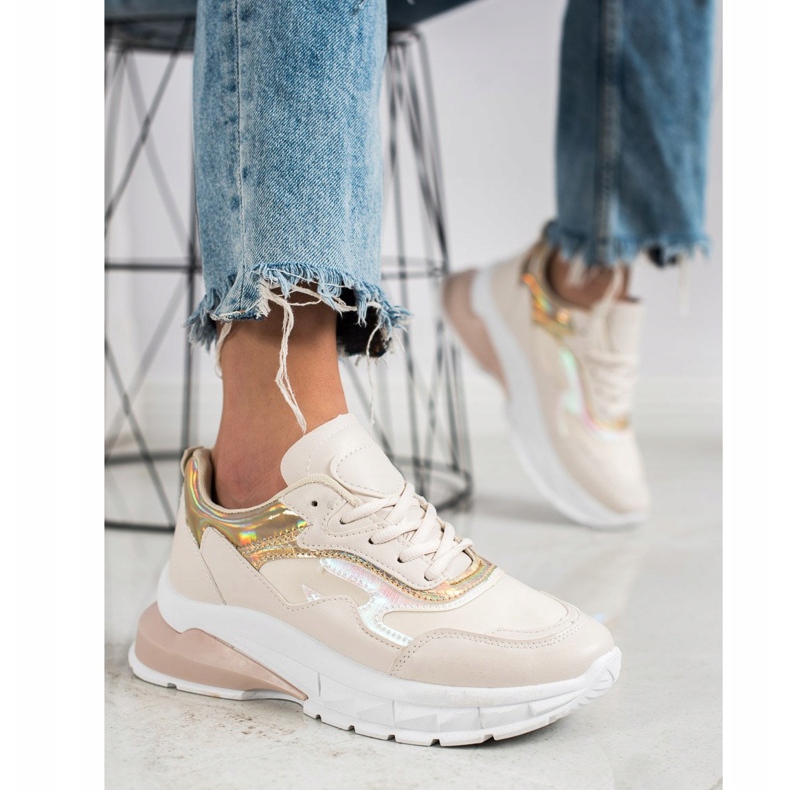 Sweet Shoes Scarpe da ginnastica beige alla moda 1