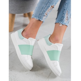 SHELOVET Scarpe slip-on con elastico bianco verde 2
